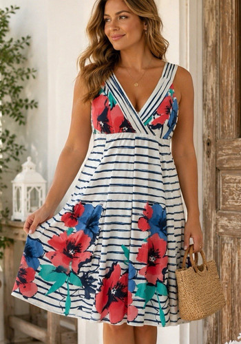 Per una floral - per, striped
